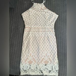 Midi off white/cream lace mini dress